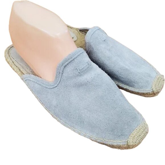Soludos Blue/gray Suede Leather Slides Clogs espadrilles 7.5/38 - Picture 1 of 6